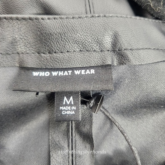 NWT Who What Wear‎ Black Vegan Faux Leather Puff Sleeve Mini Shift Womens Size M - Picture 8 of 13